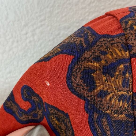 Vintage Anthony Michael Silk Bolero Jacket Red Gold Floral Cameo Button Cropped - Picture 8 of 8